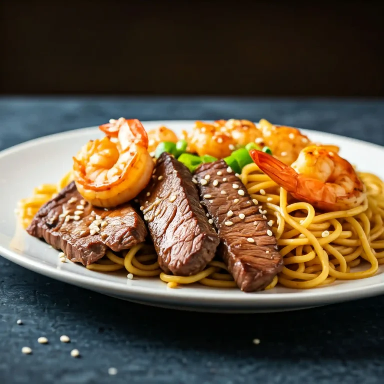 Steak & Shrimp Teriyaki Noodles Recipe